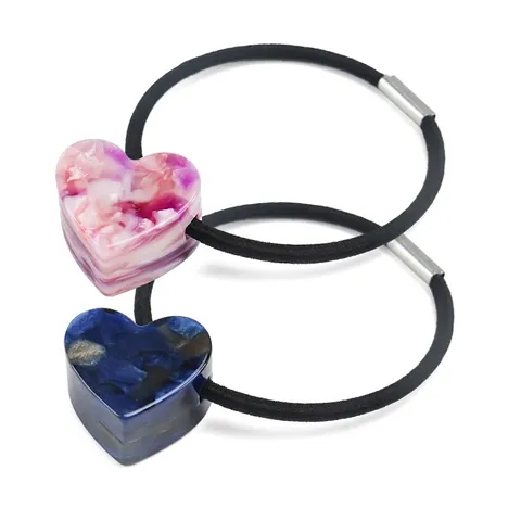 Celluloseacetaat Hart Haarelastiek Hoge Elasticiteit Rubberen Band Marmer Schildpad Patroon Ponytail Houder Vrouwen