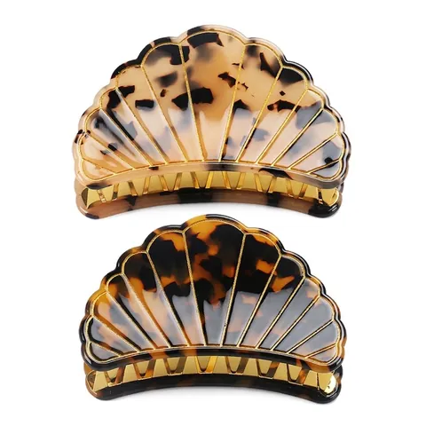 Pinza per Capelli a Conchiglia in Acetato di Cellulosa Vintage Tartarugato a Forma di Ventaglio Accessorio per Donna