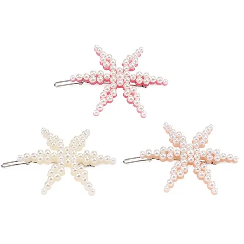Elegante Fermaglio per Capelli a Stella Marina con Künstliche Perle Sintetiche in Acetato di Cellulosa Accessori per Capelli alla Moda per Donna Ragazza Regalo Festa