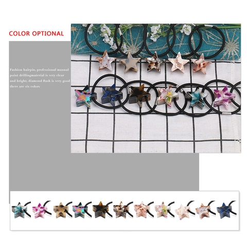 Goma de Pelo Estrella de Acetato Simple Mármol Carey Pentagrama Banda Elástica para el Cabello para Mujeres Niñas Accesorios de Moda