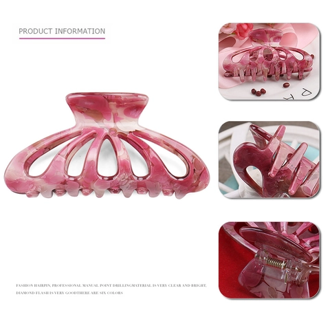 Large Acetate Hair Claw Clip Vintage Marble Pattern Hollow Shark Clip For Women Elegant Ponytail Fixing Hair Accessories