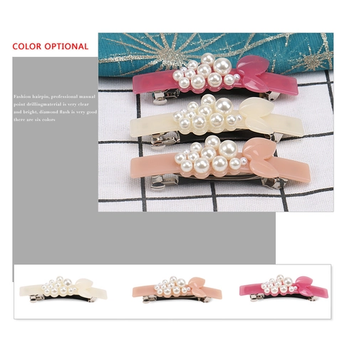 Elegant Cellulose Acetate Hair Clip With Artificial Pearls And Leaves French Style Spring Clip For Women Daily Hair Accessories