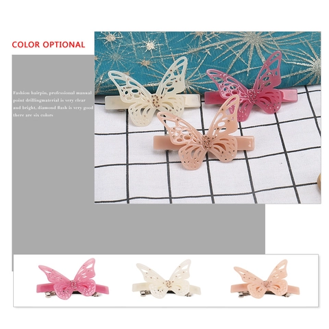 Pinza para el Cabello de Mariposa de Acetato de Celulosa Elegante para Mujer Clip de Resorte con Diamantes de Imitación