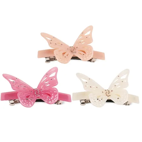 Pinza para el Cabello de Mariposa de Acetato de Celulosa Elegante para Mujer Clip de Resorte con Diamantes de Imitación