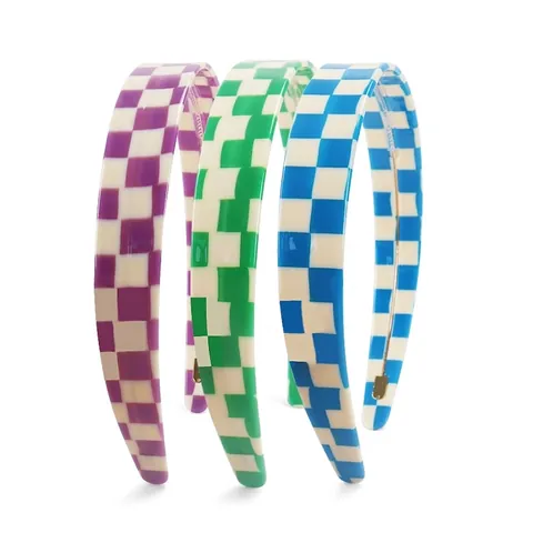 Cerchietto a Scacchiera a Tesa Larga retrò Fascia per Capelli in Acetato di Cellulosa Vintage Accessori per Capelli Donna