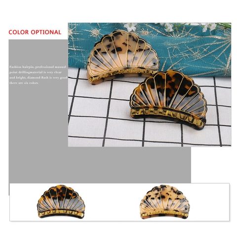 Pinza per Capelli a Conchiglia in Acetato di Cellulosa Vintage Tartarugato a Forma di Ventaglio Accessorio per Donna