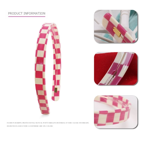Retro Schachbrett Celluloseacetat Haarreif Minimalistischer Stil Haarschmuck Für Damen Mode Haarband Zubehör