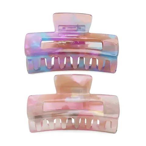Korean Style Cellulose Acetate Marble Pattern Hair Claw Clip For Women Vintage Rectangular Shark Clip Trendy Hair Accessory