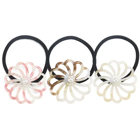 Elastico per Capelli Vintage in Acetato a Forma di Fiore Con Perla Artificial Sintetica Elegante Fascia per Capelli Geometrica Traforata per Donna Coreana Minimalista