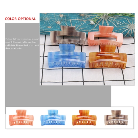 Französischer Retro Quadratische Hohle Haarkralle Celluloseacetat Marmor Schildpatt Große Haarklammer Für Damen Styling Haarschmuck