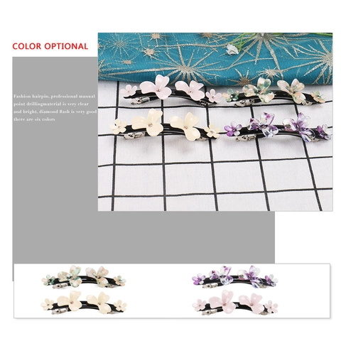 Handgemachte Zelluloseacetat Blumen Strass Haarspange Elegante Süße Blume Federclip Pferdeschwanz Halter Haarschmuck Für Damen