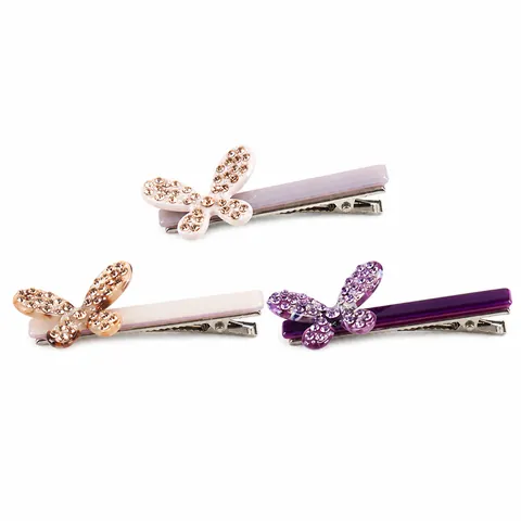 Französisch Acetat Schmetterling Schleife Haarspange Für Damen 3D Strass Eingelegt Entenschnabel Clip Elegant Haarschmuck