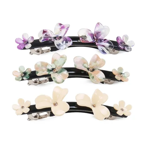 Handgemachte Zelluloseacetat Blumen Strass Haarspange Elegante Süße Blume Federclip Pferdeschwanz Halter Haarschmuck Für Damen