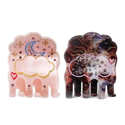 Vintage Celluloseacetat Wolke Haarklammer Mit Strass Eingelegten Mond Sonne Stern Mustern Haarschmuck Für Damen