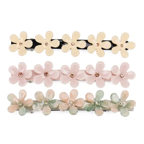 Koreaanse Stijl Celluloseacetaat Bloem Haarclip Voor Vrouwen Zoete Strass Veerclip Elegante Haaraccessoires