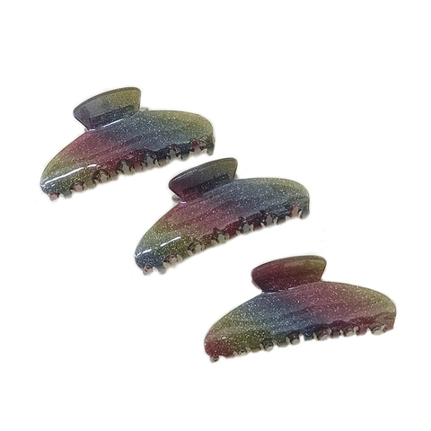 Pinza per Capelli Grande in Acrilico Donna Elegante Sfumato Arcobaleno Glitter Clip a Squalo Moda Accessori per Capelli Antiscivolo