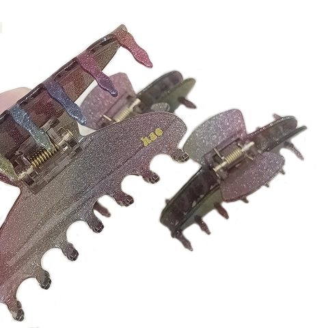 Pinza per Capelli Grande in Acrilico Donna Elegante Sfumato Arcobaleno Glitter Clip a Squalo Moda Accessori per Capelli Antiscivolo