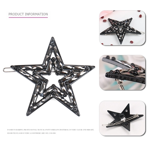 Luxe Celluloseacetaat Stervormige Strass Haarclip Elegante Zijclip Sprankelende Ster Haaraccessoires Voor Dames Sieraden
