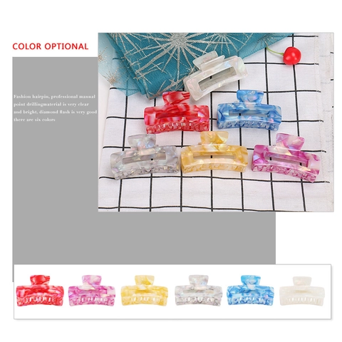 Vintage Acetate Marble Pattern Square Hair Claw Clip For Women Fashion Hollow Geometric Shark Hair Clip Accessory