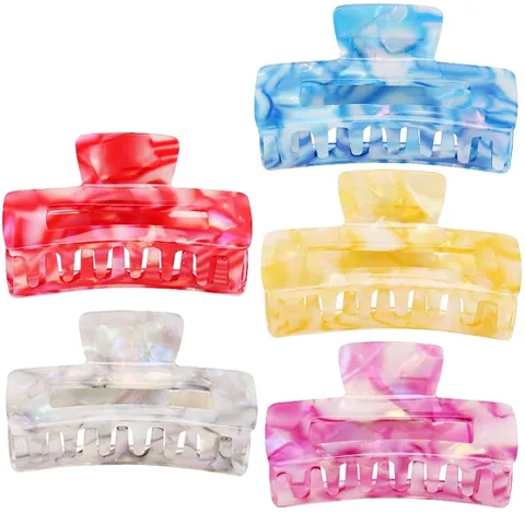 Vintage Acetate Marble Pattern Square Hair Claw Clip For Women Fashion Hollow Geometric Shark Hair Clip Accessory