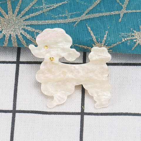 Molletta per Capelli a Forma di Barboncino Donna Acrilico Perlato Glitter Clip a Becco d'Anatra Forcina Laterale Accessori