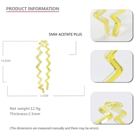 French Light Luxury Acetate Zigzag Hair Accessory Set Yellow Wave Hair Clip Elegant Hairpin Headband For Women Styling Decor