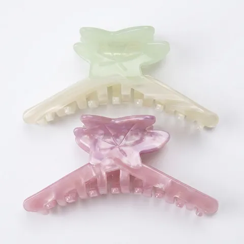 Pinza de Pelo de Acetato Grande con Hoja de Arce para Mujer Hecho a Mano Color Gelatina Patrón de Mármol Accesorios de Pelo