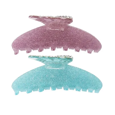 Grande Pinza per Capelli Ali di Farfalla in Acrilico Con Brillantini e Decorazione in Strass Accessori Moda per Capelli Donna