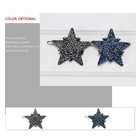 Acetate Star Hair Clips For Women Shiny Rhinestone Encrusted Side Hairpins Sparkly Star Hair Accessories For Daily Party Headwear