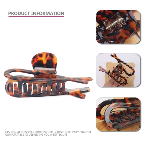 Vintage Große Acetat Haarklammer Für Damen Hochglanz Kreuz Design Schildpatt Schwarz Shark Clip Haar Accessoire