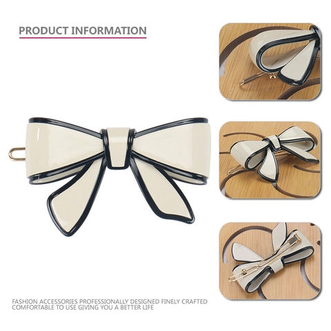 Elegante Pinza de Pelo con Lazo de Acetato para Mujer Moda Conmutador Clip Lateral Color en Contraste Hecho a Mano Accesorio