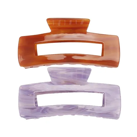 Large Acetate Hair Claw Clip Rectangular Hollow Shark Clip Marble Texture Fashion Hair Catch For Thick Hair Women Accessory