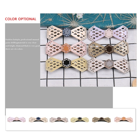 Celluloseacetat Hohl Schleife Haarspange Mit Strass Elegant Geometrisch Barrette Für Damen Haarschmuck