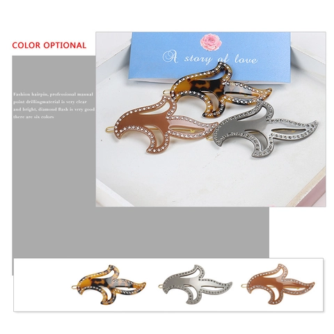 Vintage Acetat Blatt Haarklammer Für Damen Elegant Österreich Strass Schildpatt Muster Seite Haarspange Mode Haarschmuck