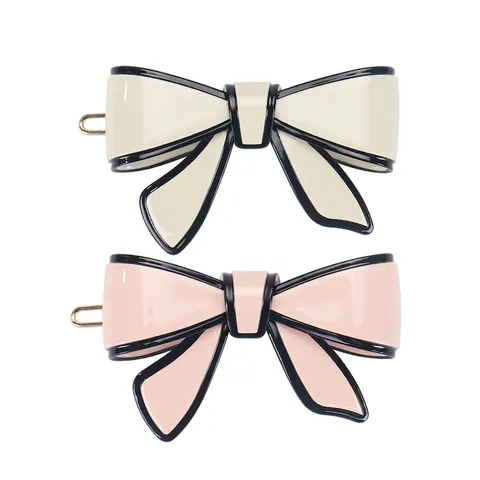 Elegante Pinza de Pelo con Lazo de Acetato para Mujer Moda Conmutador Clip Lateral Color en Contraste Hecho a Mano Accesorio