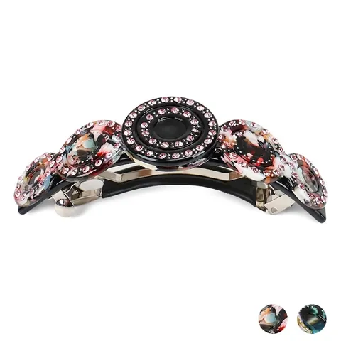 Vintage French Acetate Hair Clips For Women Rhinestone Circular Barrette Hairpins Spring Ponytail Fashion Accessories