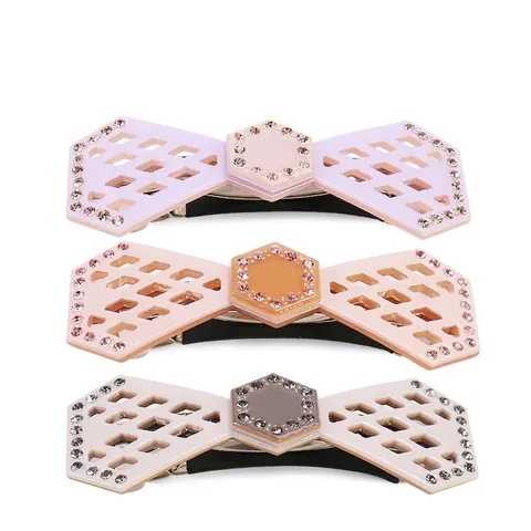 Celluloseacetat Hohl Schleife Haarspange Mit Strass Elegant Geometrisch Barrette Für Damen Haarschmuck