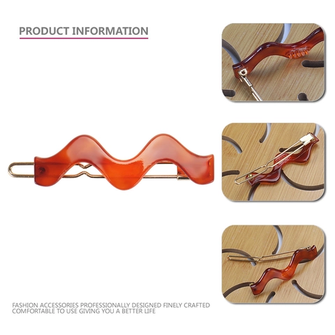 Pinza para el Pelo de Acetato Hecha a Mano Onda Patrón de Carey Ámbar Clip para Flequillo Moda Conmutar Sombrerería para Mujeres Accesorios