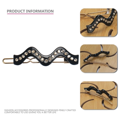 Französische Elegante Acetat Wellen Haarspange Für Damen Luxus Strass Eingelegter Seitenclip Stilvolle Haaraccessoires