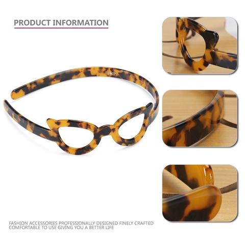 Diadema de Acetato con Forma de Gafas de Ojo de Gato Vintage Patrón de Carey Leopardo Diadema Divertida para Mujer Fiesta