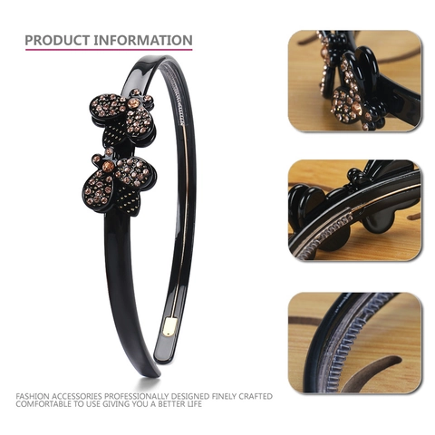 Diadema de Acetato Elegante Francesa Con Abeja Mariposa y Strass para Mujer Moda Dulce Antideslizante Accesorios de Pelo