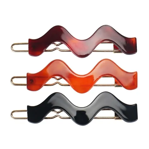 Pinza para el Pelo de Acetato Hecha a Mano Onda Patrón de Carey Ámbar Clip para Flequillo Moda Conmutar Sombrerería para Mujeres Accesorios