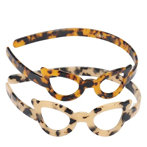 Diadema de Acetato con Forma de Gafas de Ojo de Gato Vintage Patrón de Carey Leopardo Diadema Divertida para Mujer Fiesta