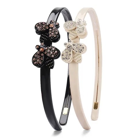 Diadema de Acetato Elegante Francesa Con Abeja Mariposa y Strass para Mujer Moda Dulce Antideslizante Accesorios de Pelo