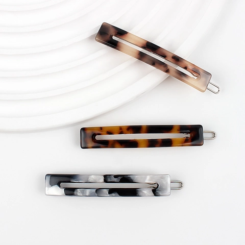 Französischer Retro Acetat Hohl Rechteck Haarspange Marmor Schildpatt Muster Barrette Damen Eleganter Styling Schmuck
