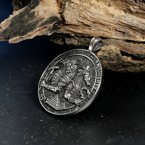 Vintage Stainless Steel Anubis Pendant Only Without Chain Ancient Egyptian God Coin Relief Mythology Medallion For Men Women