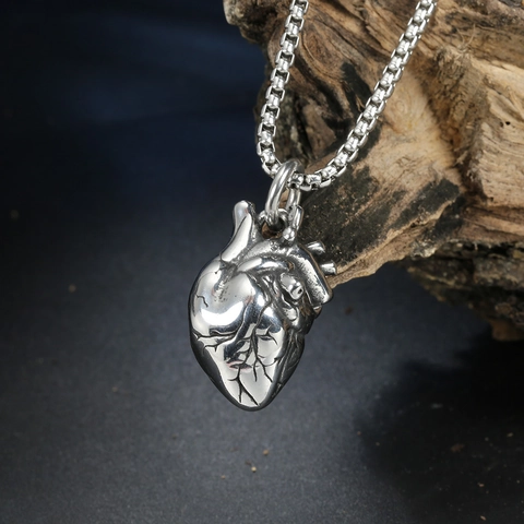 Retro Edelstahl Anatomisches Herz Anhänger Ohne Kette Gothic Punk Realistische Menschliche Herzform Anhänger Schmuck Für Herren Damen