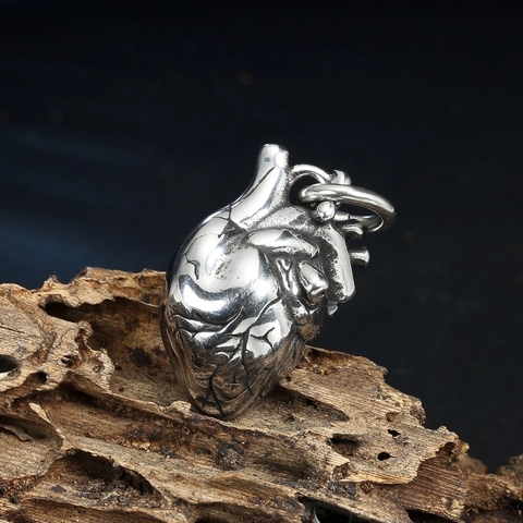 Retro Edelstahl Anatomisches Herz Anhänger Ohne Kette Gothic Punk Realistische Menschliche Herzform Anhänger Schmuck Für Herren Damen