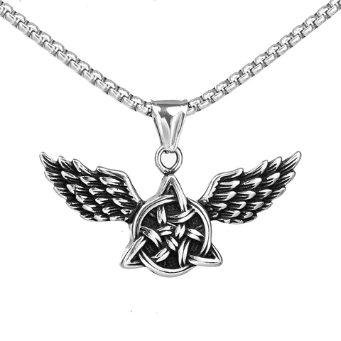 Vintage Roestvrij Staal Engelenvleugels Pentagram Hanger Zonder Ketting Gothic Punk Hip Hop Sieraden Voor Heren Dames