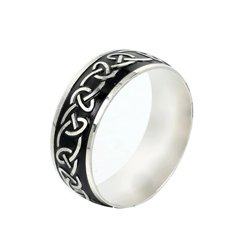 Nordic Celtic Knot Stainless Steel Ring Vintage Retro Black Enamel Punk Biker Finger Ring Jewelry For Men Daily Gift